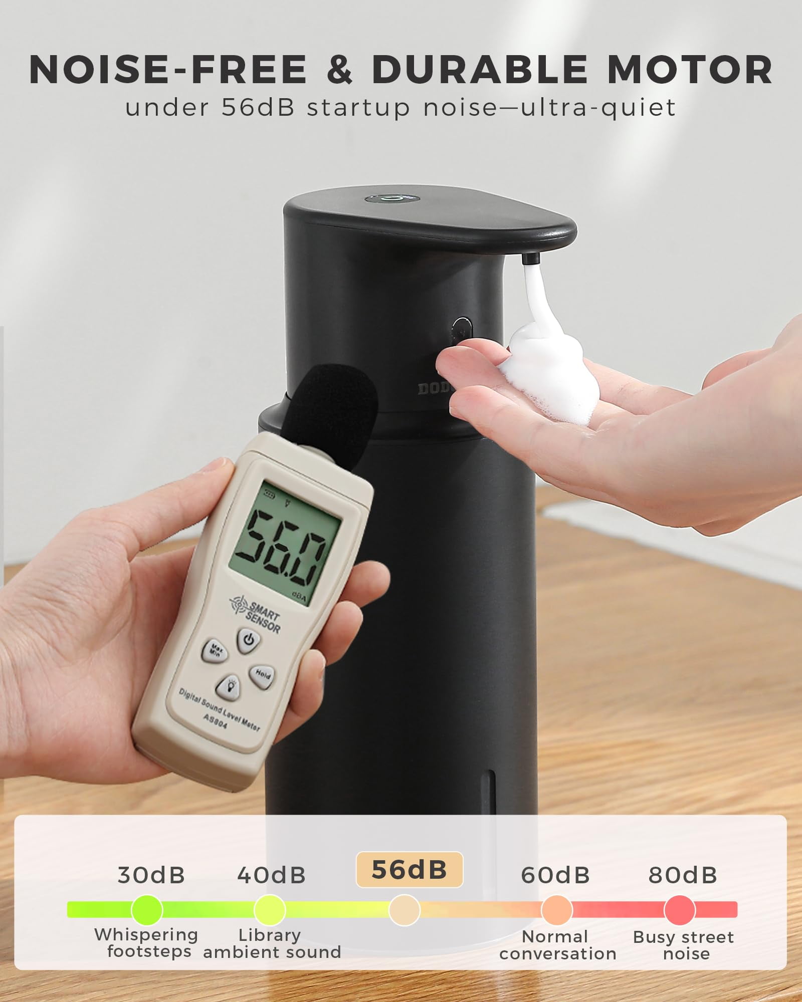 DODO MEKIA Automatic Liquid Soap Dispenser Touchless, 16.2oz/480ml Rechargeable, 3 Adjustable Liquid Levels, IPX5 Waterproof, for Kitchen Bathroom, Stainless Steel