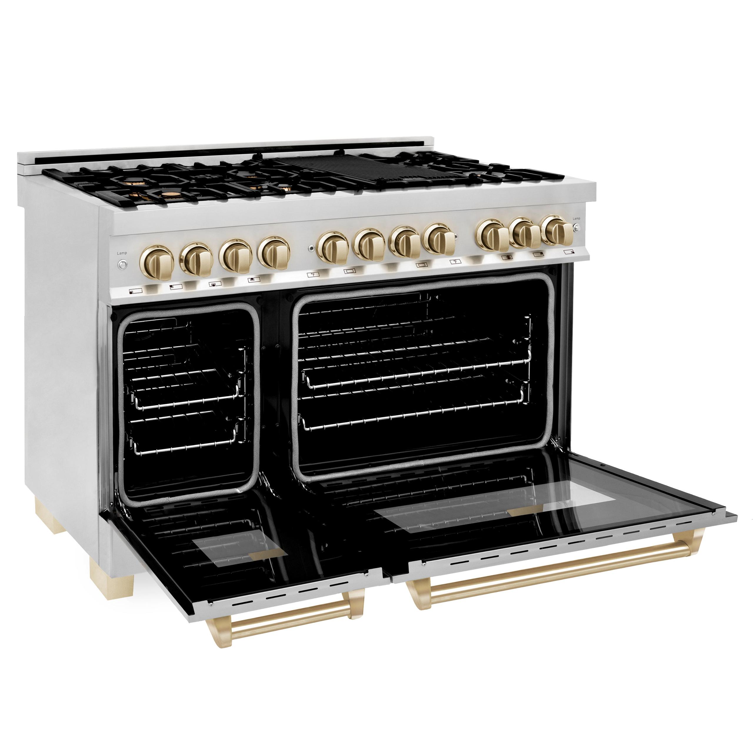 ZLINE 48 in. Autograph Edition Dual Fuel Range in Stainless Steel with Matte Black Accents (RAZ-48-MB)