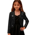 thumbnail image 3 of Girls Sequin Jacket Open Front Cropped Bolero Shrugs for Dance Dresses Sparkly Cardigan Lightweight Dress Coat, 3 of 6