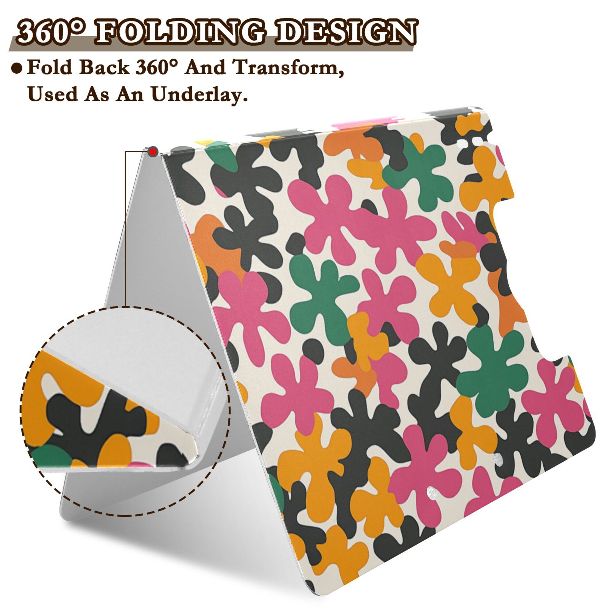 FORMRS A4 Clipboard Folder with Pen Holder Horizontal Foldable School Office Binder, Pink Floral Blooms