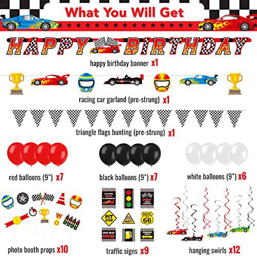 Decorlife Cars Party Decorations, Race Car Birthday Party Supplies