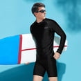 thumbnail image 3 of Traje de baño para hombre, manga larga, parte superior de cinco puntos, bañador de entrenamiento de natación profesional, piel de tiburón, secado rápido, buceo, 3 of 4