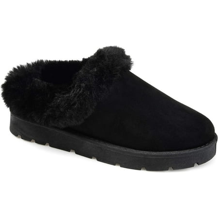 

Journee Collection Womens Faux Fur Trim Whisp Slipper 8 Black