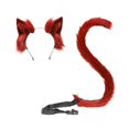 thumbnail image 2 of Conjunto de disfraz con pinza para el pelo y cola de orejas de gato, regalos y accesorios de animales para disfraces y cosplay. Rojo, 2 of 9