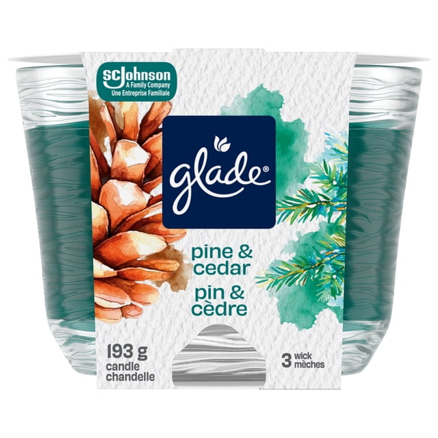 Glade® Scented 3-Wick Candle Air Freshener, Pine & Cedar