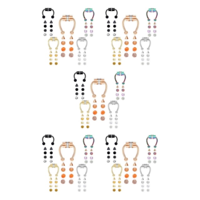 Guardoinrt Xiangbala Magnetic Fake Septum Nose Rings Hoop for Women Chic and Sophisticated Bright 5 Color 5Set