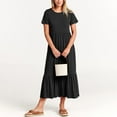 thumbnail image 2 of Valcatch Women Summer Casual Short Sleeve Crewneck A line Swing Flowy Tiered Shirt Maxi Beach Long Dress 2024 Trendy Outfits, 2 of 5