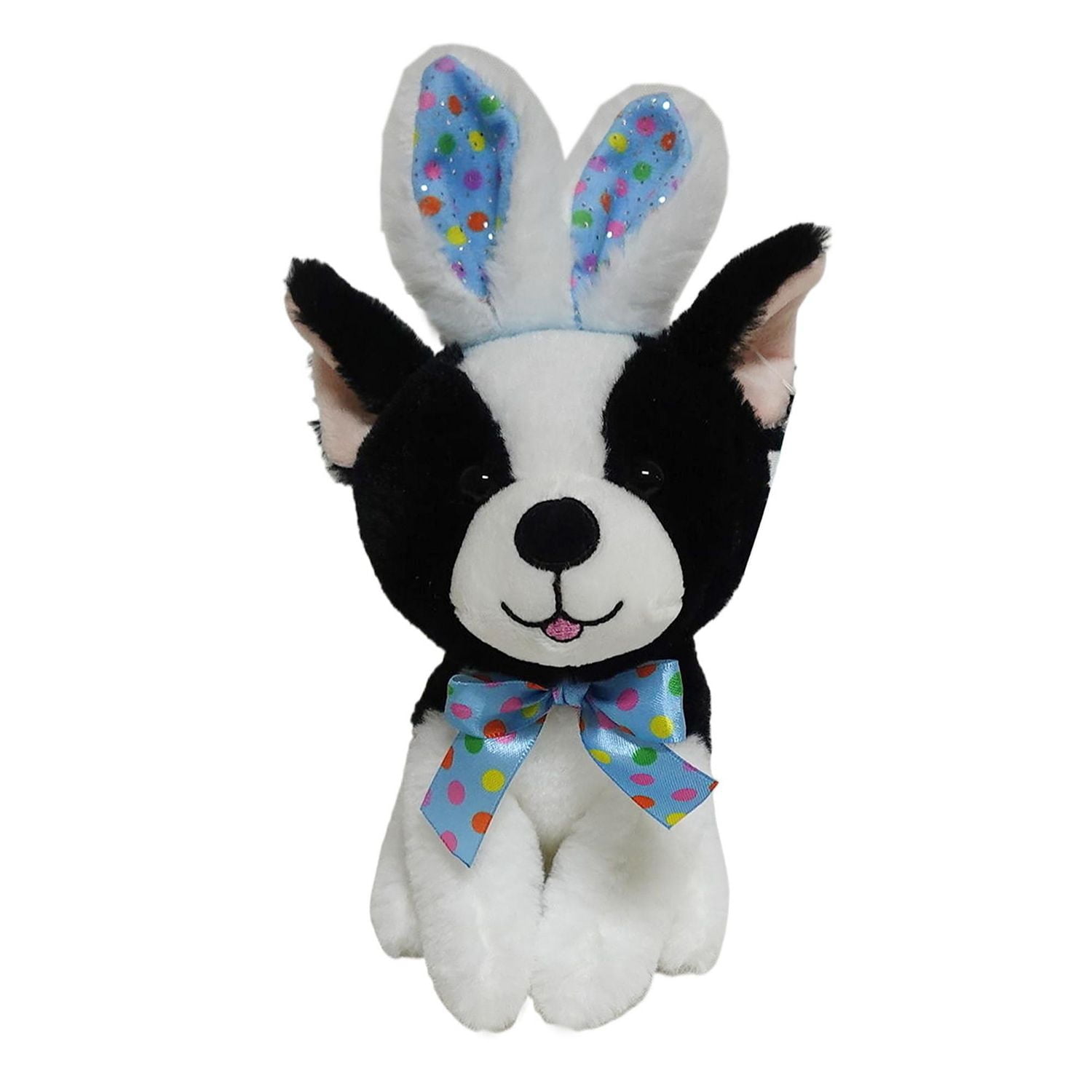 Way To Celebrate Easter Plush  7inch Small  Pup with Bunny Ears Black