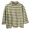 thumbnail image 2 of Thetops Juniors' Green Striped Cotton Shirt - 100% Cotton, Long Sleeve, 12-13T, Mock Neck, Machine Washable Everyday Wear, 2 of 4