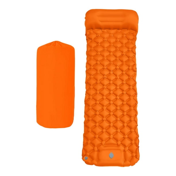 Colchoneta inflable para dormir, colchoneta para acampar con almohada, colchoneta ligera ultraligera para acampar, colchón para tienda de campaña al Naranja