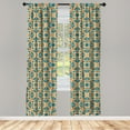 thumbnail image 5 of Ambesonne Flower Window Curtains, Conceptual Plants, Each 28" W x 95" L, Petrol Blue Orange, 5 of 5
