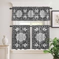 thumbnail image 2 of 3 Piece Kitchen Curtains and Valances Set Black Grey Cafe Curtains 36 Inch Length Boho Vintage Print Distressed Brick Patterns Valance & Tier Curtain for Living Room Bedroom Window 54"x18"+27"x36"*2, 2 of 6