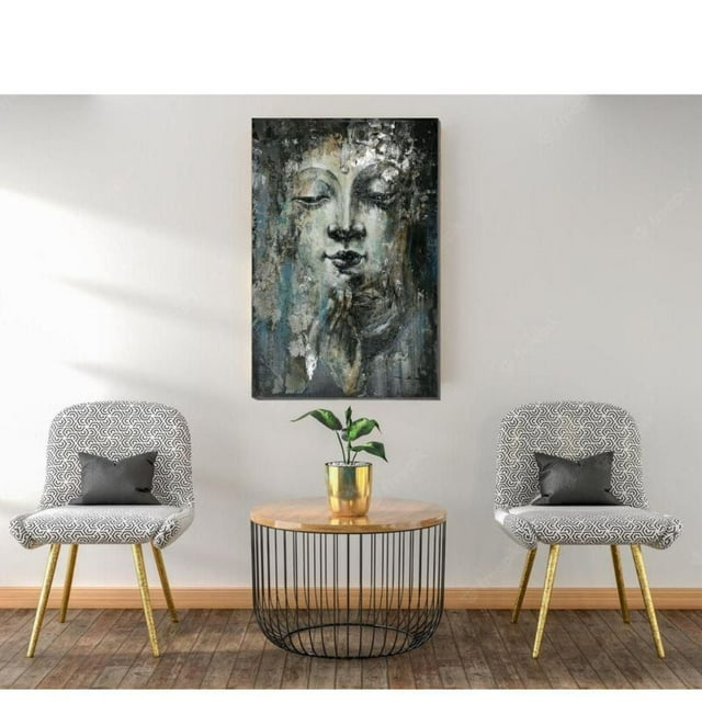 BUDDHA 50% HAND-PAINTING , ART WALL.<br>59"H x 39"W x 1.35"D