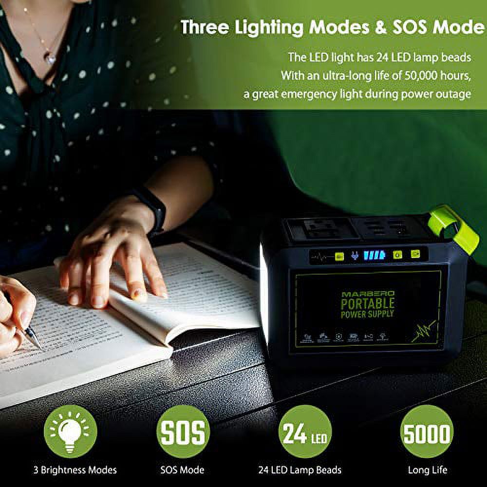 88Wh Portable Power Station, 24000mAh Camping Solar Generators Lithium  Battery Power Supply with 110V/80W(Peak 120W) AC Outlet, USB QC3.0, LED  Flashlights for CPAP Home Camping Emergency Backup