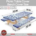 thumbnail image 2 of Funda de mesa de pícnic MemKiya, impermeable, 183 x 76 cm, con fundas para bancos, 2 of 6