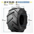 thumbnail image 3 of (2 Pack) 20x10.00-8 High-Traction Lawn Mower Tubeless Tire, 20x10-8 Agriculture Tractor Tire, 4 Ply, Super Lug AG Turf Saver Lawnmower Pattern, 3 of 6