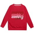 thumbnail image 4 of Oiyii Big Girl's Holiday Graphic Sweatshirt For Big Girls Long Sleeve Stacked Merry Letter Print Play Casual Pullover Top,Red, 4 of 4