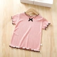 thumbnail image 5 of YunPes Tween Girls Ribbed Short Sleeve T Shirt Lettuce Trim Crew Neck Tees Tops Summer Cute Casual Bowknot Clothes for Kids, 5 of 5