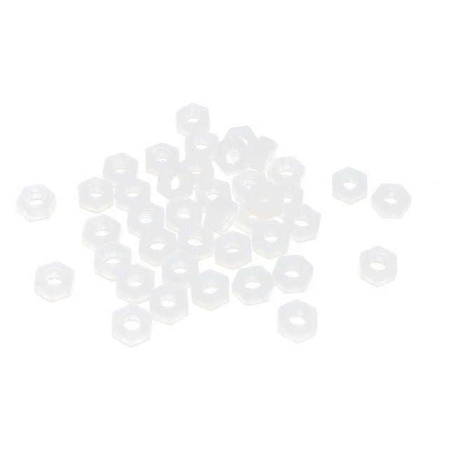 Tornillo de bloqueo de cabeza hexagonal de nylon M3, tuercas hexagonales blancas, 50 piezas