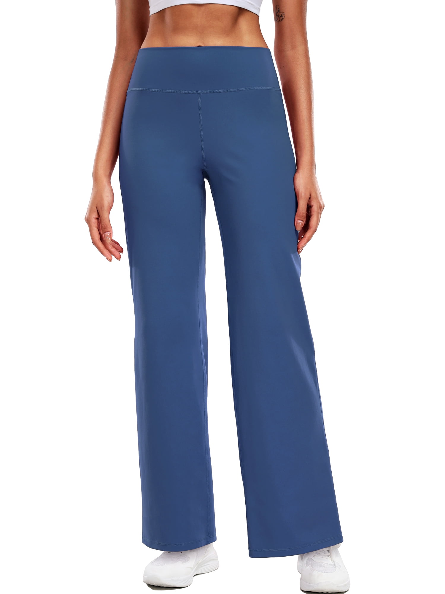 NELEUS ButterSoftFlex Womens Wide Leg Pants Athletic Yoga Legging Casual Sweatpants with Waistband Pocket,Blue,US Size M