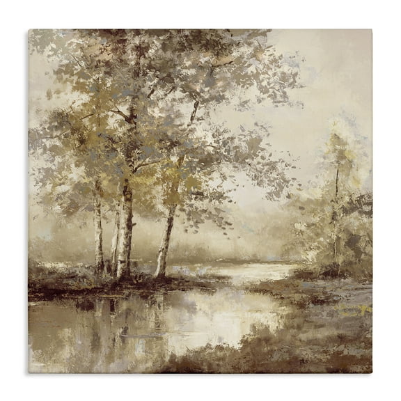 Stupell Industries Forest Stream in Sepia Landscape & Nature Painting Wrapped Canvas Canvas Art Print Wall Art, 17 x 17