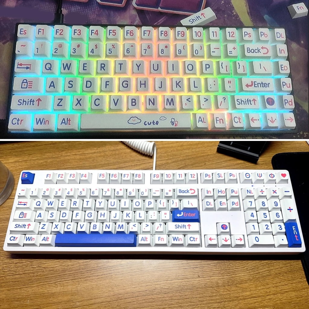 AOOOWER 125Keys Original Profile Kleins Blue Big Letter Keycap Dye Sublimations Keyboards