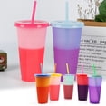 thumbnail image 1 of Cheers.US 720ml Color Changing Cups - Reusable Tumbler with Lids and Straws BPA Free Magic Colored Tumbler with Straw Cleaner and Sponge Cleaning Brush, 1 of 7