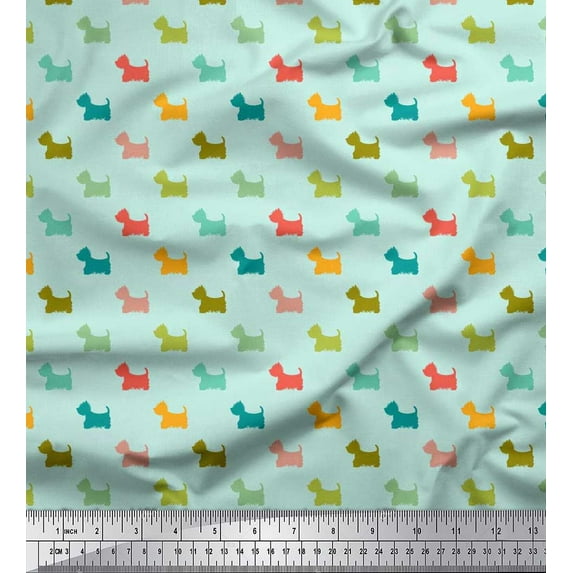 Soimoi Cotton Cambric Fabric Havanese Dog Print Fabric by The Yard 42 Inch Wide