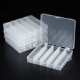 thumbnail image 5 of Unique Bargains Fishing Tackle Box, 4 Pack 6.9 x 6 x 1.2 Inch Plastic 5-Grid Fish Lure Bait Hooks Accessory Storage Container, Clear, 5 of 5