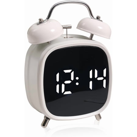 Alarm Clock, Twin Bell Alarm Clock, Loud Creative Alarm Clocks with Three Levels of Brightness, Small Digital Clock with Battery Operated, Suitable for Living Room, Bedroom, and Study Room (white)
