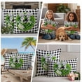 thumbnail image 5 of Welcome Bow Knot Wreath Outdoor Waterproof Pillow Covers, Summer Flowers Black Gray Plaid Decorative Square Throw Pillowcase Sofa Cushion Sham for Patio/Couch/Chair, 16"x16" 2 Pack, 5 of 8