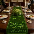 thumbnail image 4 of St. Patrick's Day Green Clover Shamrock Pattern Linen Table Runner Heat Resistant Stain Resistant Decorative Dining Table Accessory Dining Room Decoration, B, 1pc, 4 of 6