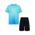 thumbnail image 1 of iefiel Kids 2pcs Sports Suit Quick Dry Printed Contrast Color Shirts Shorts Set For Football Basketball B Light Green 22, 1 of 7