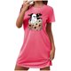 thumbnail image 2 of Camisón corto de talla grande para mujer, camisón de manga corta con estampado de pecho a la moda, camisón para mujer, 2 of 5