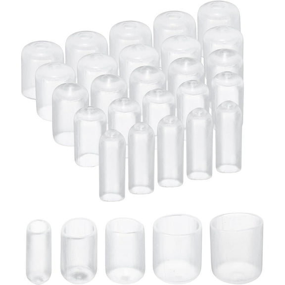 25pcs Round Rubber End Caps 1/4" 3/8" 1/2" 5/8" 3/4" Clear Vinyl Cover Screw Thread Protectors Assortment Kit