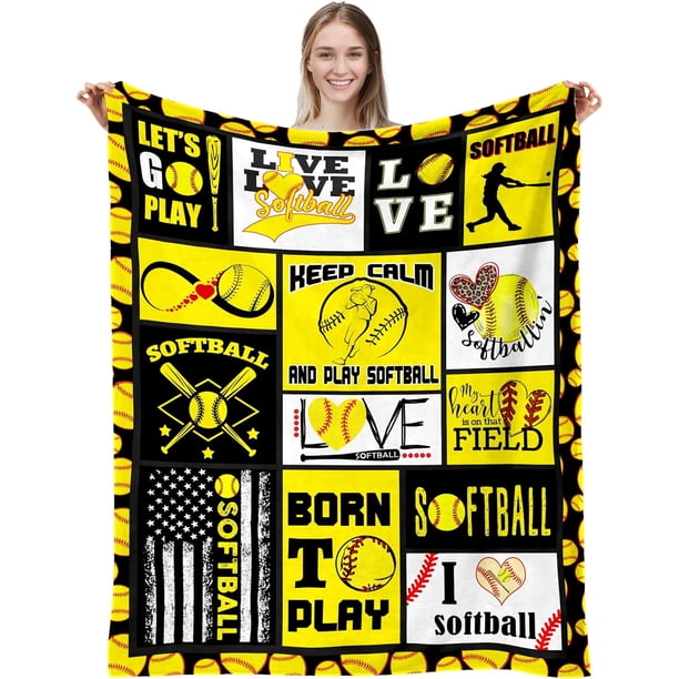 LHSHID Softball Blanket Girls Softball Gifts Softball Stuff Softball Gifts for Girls 8 12 Girls Softball Blankets for Girls Cheer Stuff Softball Accessories for Girls 60x80in