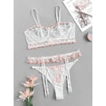 thumbnail image 1 of Conjunto de Bralette de Malla de Bordado Floral de Talla Grande Rosegal  Lencería de talla grande, 1 of 5