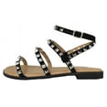 thumbnail image 2 of Forever Shoes Women Gladiator Sandals Studded Ankle Strap Flat Buckle up DING-28 Black 9, 2 of 3