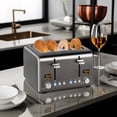 thumbnail image 2 of 2 4-Slice Stainless Steel Toaster, LCD Display, 6 Shade Settings, 1.5'' Extra Wide Slots, Dual Control, Bagel Defrost Reheat, Removable Crumb Tray, 1500W, Dark Metallic, 2 of 14