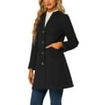 thumbnail image 4 of Unique Bargains Women's Elegant Winter Overcoat V Neck Single Breasted Coats L Black, 4 of 6