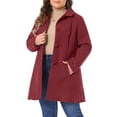 thumbnail image 4 of Agnes Orinda Women's Plus Size Valentines Day Turndown Collar Side Pocket Single Breasted Coat 2X Burgundy, 4 of 6