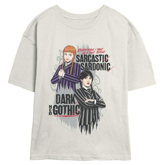 Juniors Wednesday Sarcastic and Sardonic Duo T Shirt