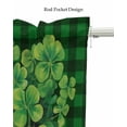 thumbnail image 5 of Green Plaid Linen Curtain Valance for Bedroom/Bathroom/Kitchen/Office/Living/Dining Room Windows,St. Patrick's Day Buffalo Checkered Plant Rod Pocket Topper Drapes Decorative Cafe Drapery Panel 60x18, 5 of 6
