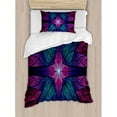 thumbnail image 3 of Ambesonne Fractal Psychedelic Colorful Sacred Symmetrical Stained Glass Figure Vibrant Artsy Design Duvet Cover Set, 3 of 3
