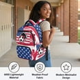 thumbnail image 3 of FKELYI Kids Backpack for Primary School Bookbag Lightweight Schoolbag with Multi-Pockets USA Flag Soccer Football Print Casual Daypack Spacious 17 Inch Backpacks for Girls, 3 of 7