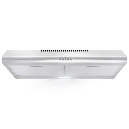 Cosmo 30 in. Under Cabinet Range Hood with Ducted / Ductless Convertible Duct Slim Kitchen Stove Vent with 3 Speed Exhaust Fan Reusable Filter and LED Lights in Stainless Steel
