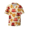 thumbnail image 2 of Lsque Cups of Tea print Men's Cuban Collar Short Sleeve Shirt Summer Beachwear Casual Button Down Fashionable Vacation Leisure Shirt-Small, 2 of 7