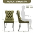 thumbnail image 6 of DONICK Velvet Upholstered Dining Chairs,Wing Back Side Chair Tuft Nailhead Ring Pull Metal Legs(Olive,Silver Legs,Set of 2), 6 of 10