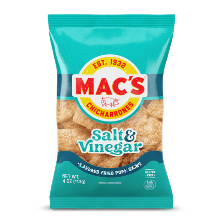 Mac's Salt & Vinegar Fried Pork Skins, 4 oz Bag