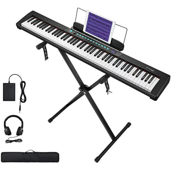 Starfavor 88-Key Keyboard Electronic Keyboard Piano for Beginner, X-Stand, Carrying Case, Sustain Pedal, Power Supply, Electric Keyboard SEK-88A(Black)